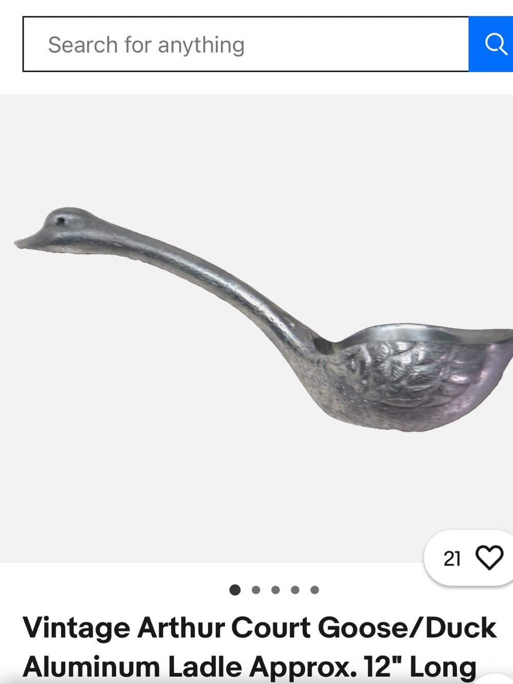 Arthur Court Silver Duck Aquarium Ornament